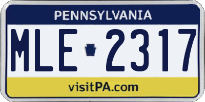 PA license plate MLE2317