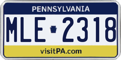 PA license plate MLE2318