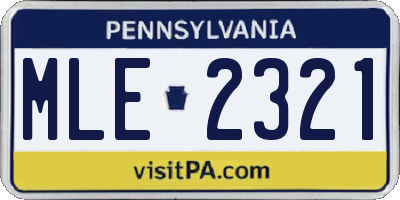 PA license plate MLE2321