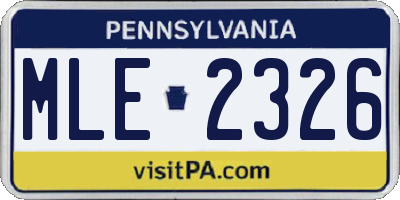 PA license plate MLE2326