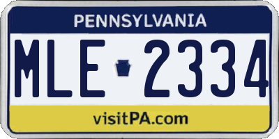 PA license plate MLE2334