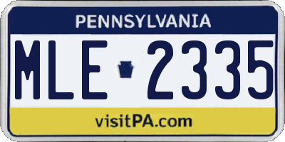 PA license plate MLE2335