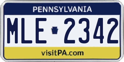 PA license plate MLE2342