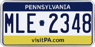PA license plate MLE2348