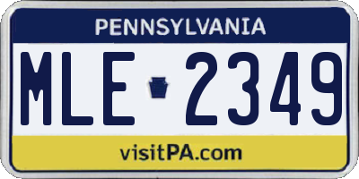 PA license plate MLE2349