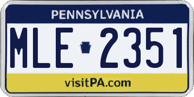 PA license plate MLE2351