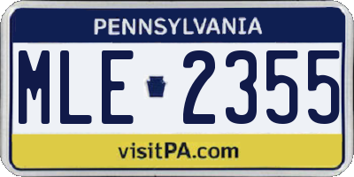PA license plate MLE2355