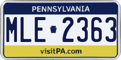 PA license plate MLE2363