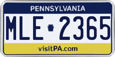 PA license plate MLE2365