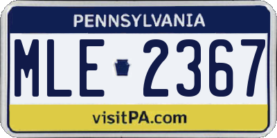 PA license plate MLE2367