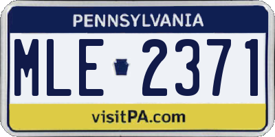 PA license plate MLE2371