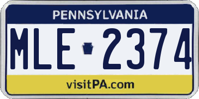 PA license plate MLE2374