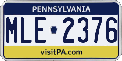 PA license plate MLE2376