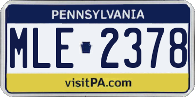 PA license plate MLE2378