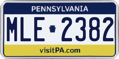 PA license plate MLE2382