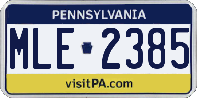 PA license plate MLE2385
