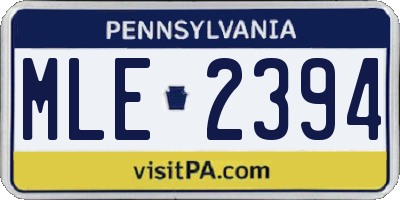 PA license plate MLE2394