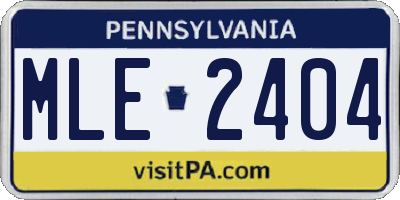 PA license plate MLE2404