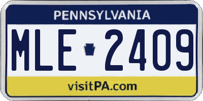 PA license plate MLE2409