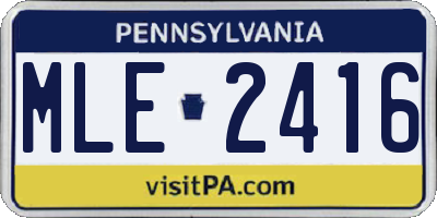 PA license plate MLE2416