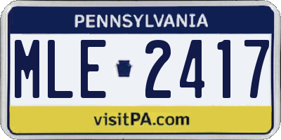 PA license plate MLE2417