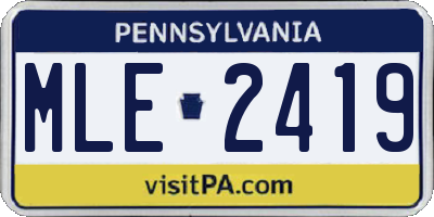 PA license plate MLE2419