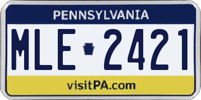 PA license plate MLE2421