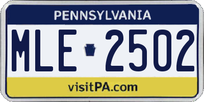 PA license plate MLE2502