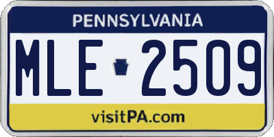 PA license plate MLE2509