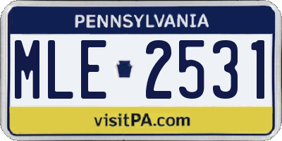 PA license plate MLE2531