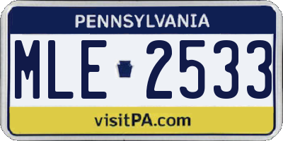 PA license plate MLE2533