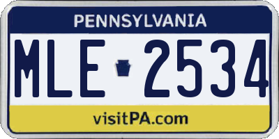 PA license plate MLE2534