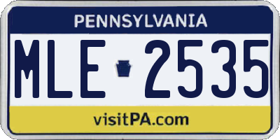 PA license plate MLE2535
