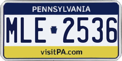 PA license plate MLE2536