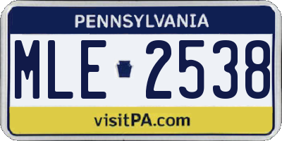 PA license plate MLE2538