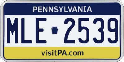 PA license plate MLE2539