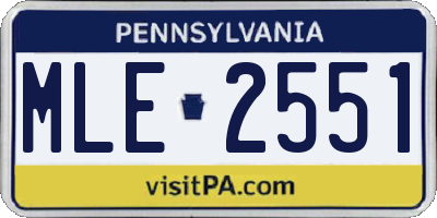 PA license plate MLE2551
