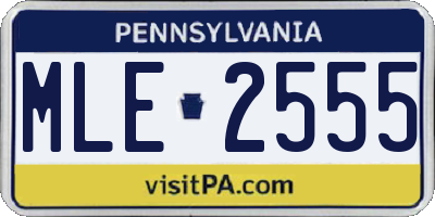 PA license plate MLE2555