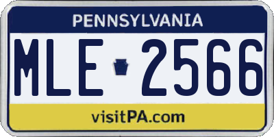 PA license plate MLE2566