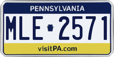 PA license plate MLE2571