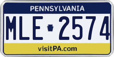 PA license plate MLE2574
