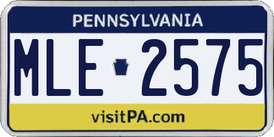 PA license plate MLE2575