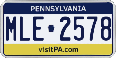 PA license plate MLE2578