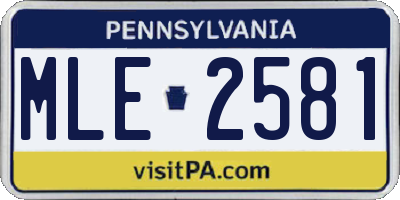PA license plate MLE2581