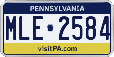 PA license plate MLE2584