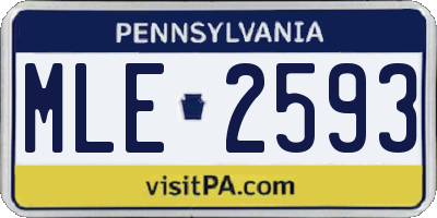 PA license plate MLE2593
