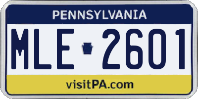 PA license plate MLE2601