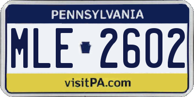 PA license plate MLE2602