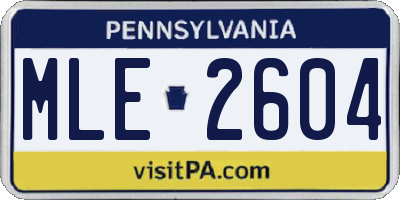 PA license plate MLE2604