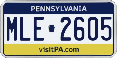 PA license plate MLE2605